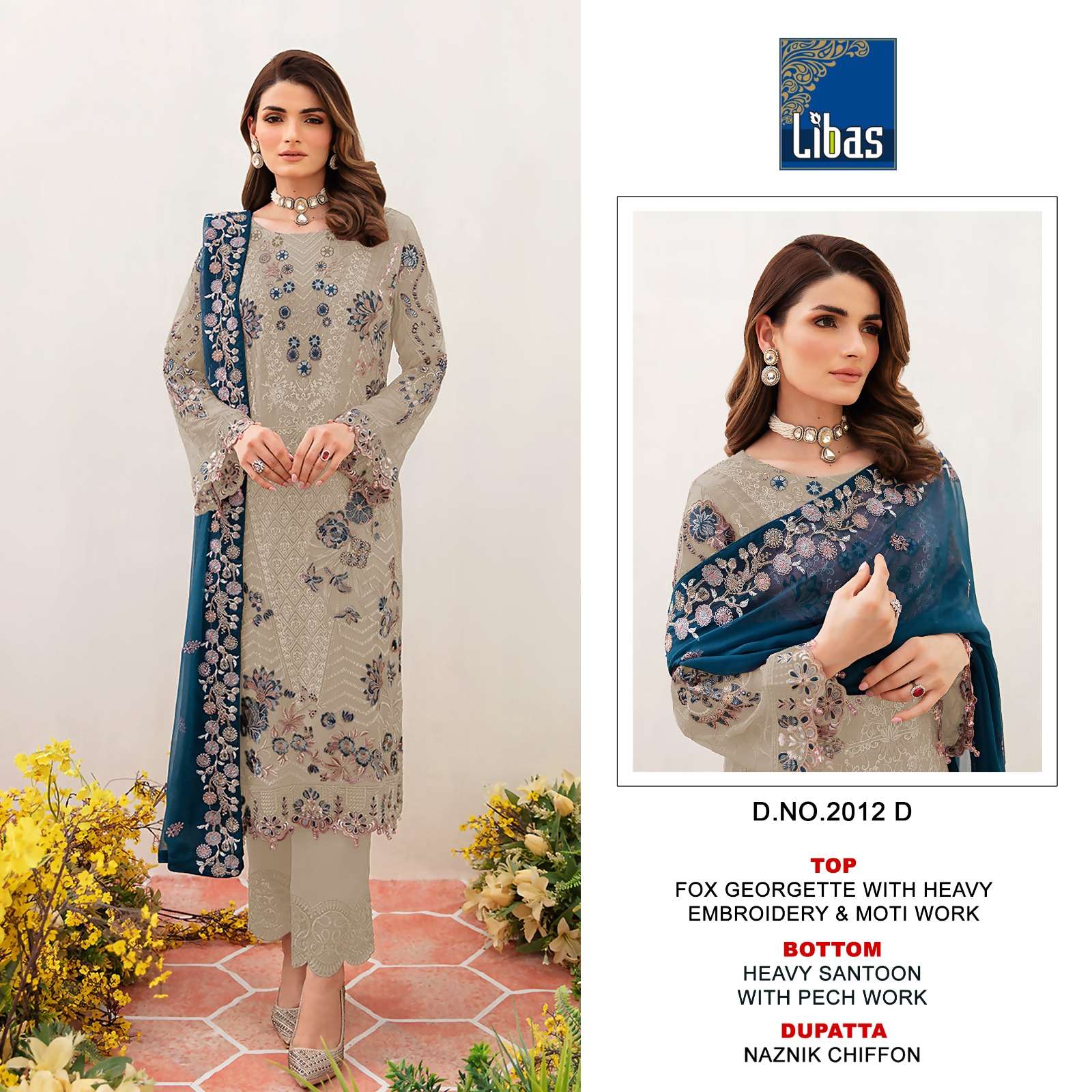 Libas 2012 Faux Georgette Pakistani Suits Wholesale catalog