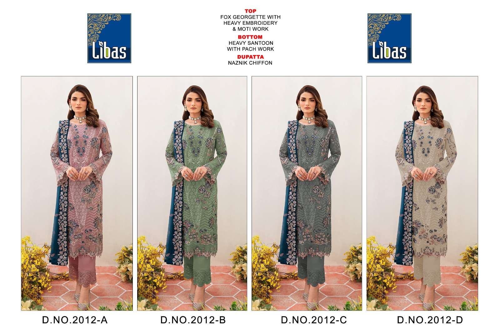 Libas 2012 Faux Georgette Pakistani Suits Wholesale catalog