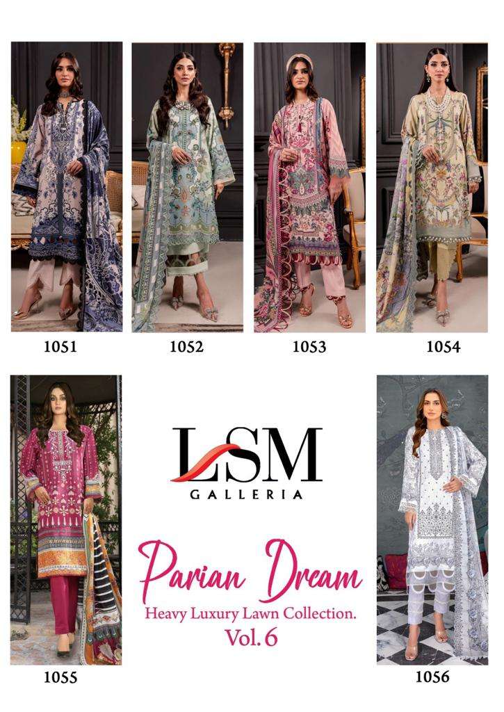 Lsm Parian Dream Vol 6 Heavy Luxury Lawn Salwar Kameez Wholesale catalog