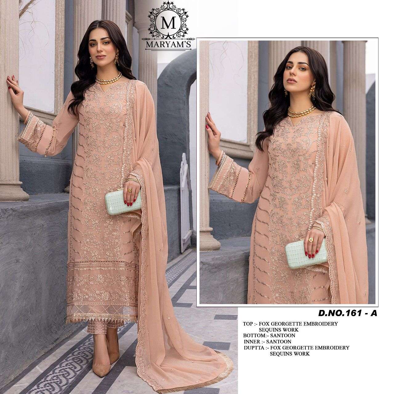 Maryams 161 Faux Georgette Pakistani Suits Wholesale catalog