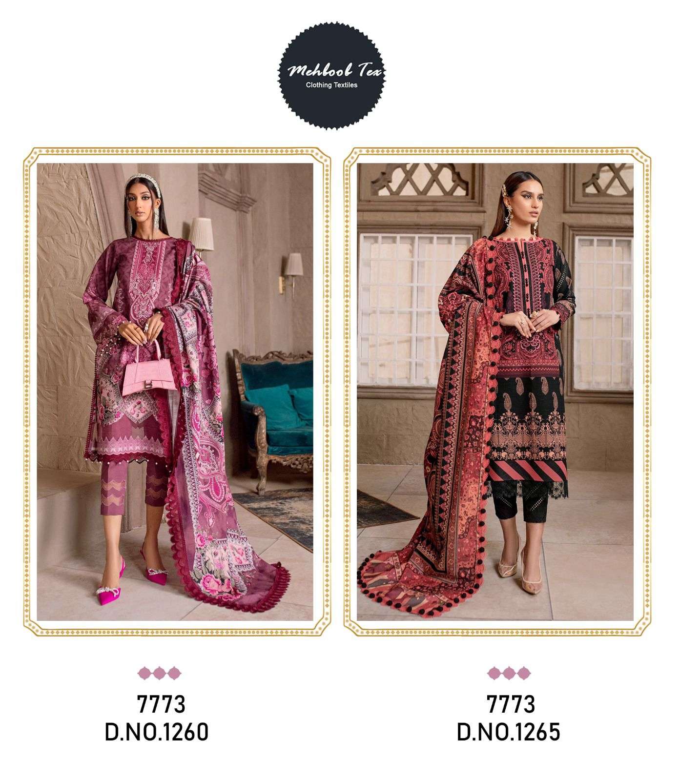 Mehboob Tex 1260 And 1265 Cotton Dupatta Pakistani Suits Wholesale catalog