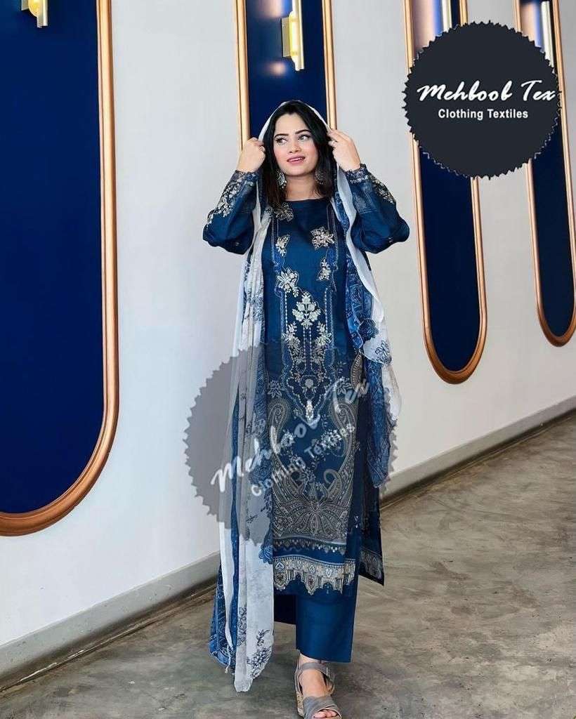 Mehboob Tex Maria B M Print Cotton Dupatta Pakistani Suits Wholesale catalog