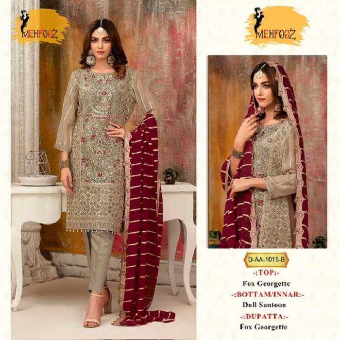 Mehfooz Pakistani Work Suits D No.-1015 -Dress Material -Wholesale Catalog