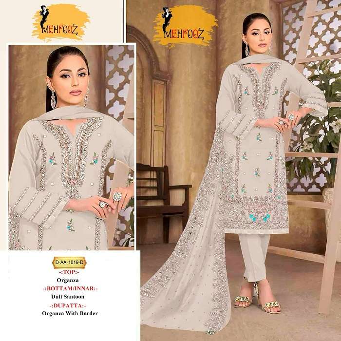 Mehfooz Pakistani Work Suits D No.-1019 -Dress Material -Wholesale Catalog