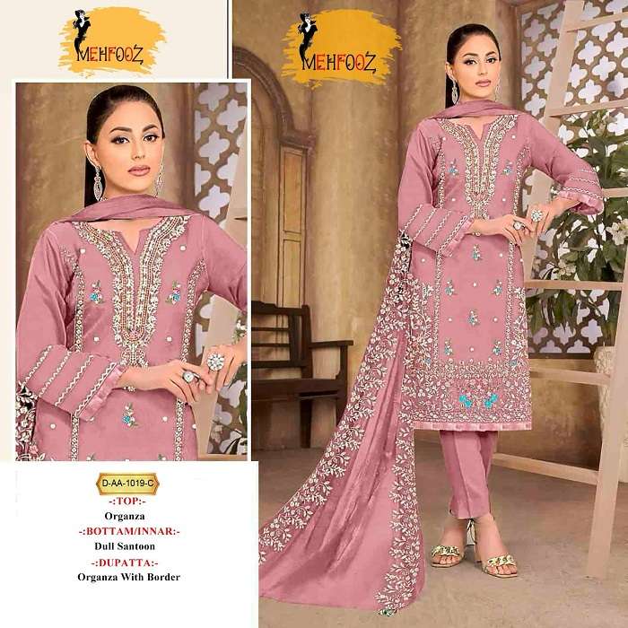 Mehfooz Pakistani Work Suits D No.-1019 -Dress Material -Wholesale Catalog