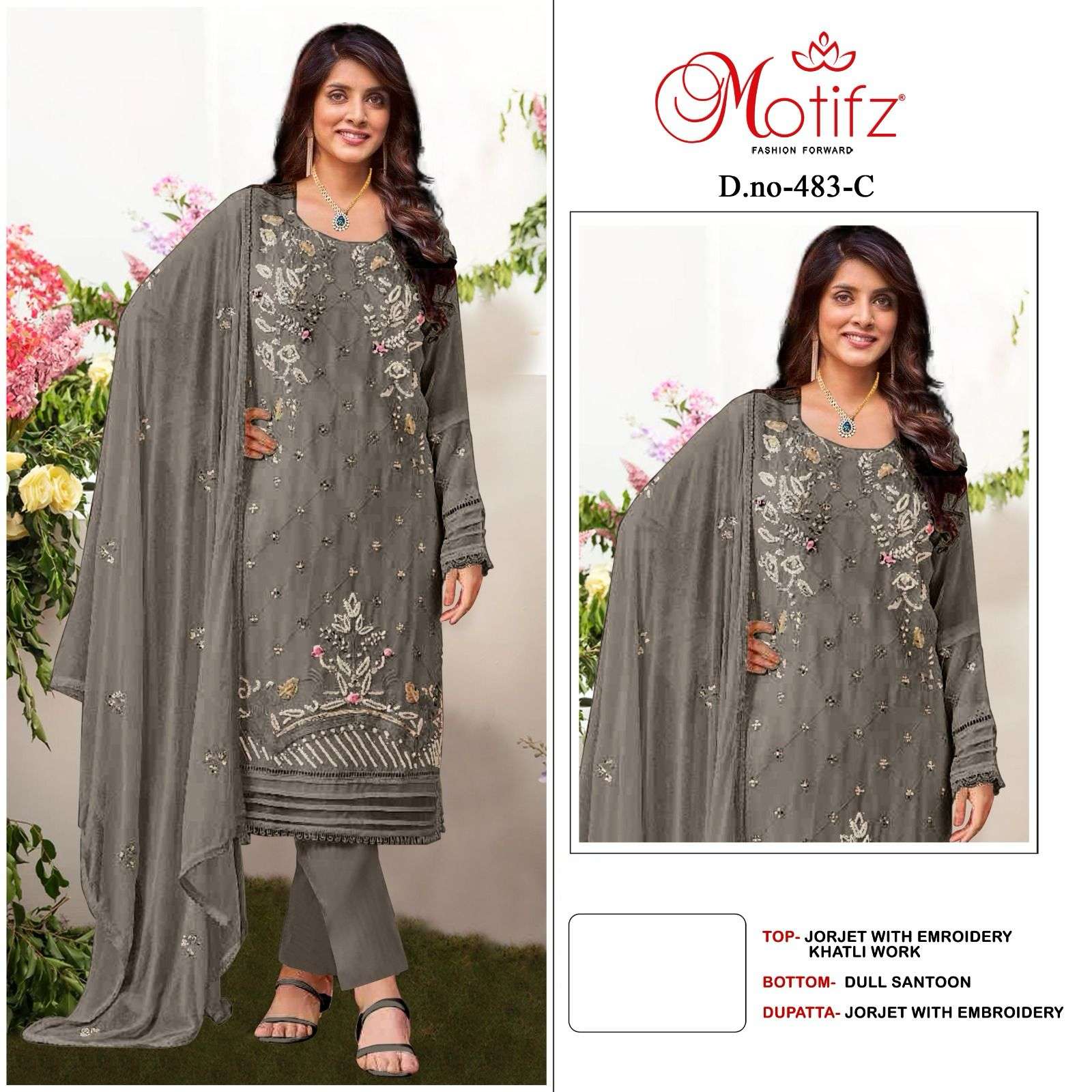 Motifz 483 Georgette with embroidery  Salwar Kameez Wholesale catalog
