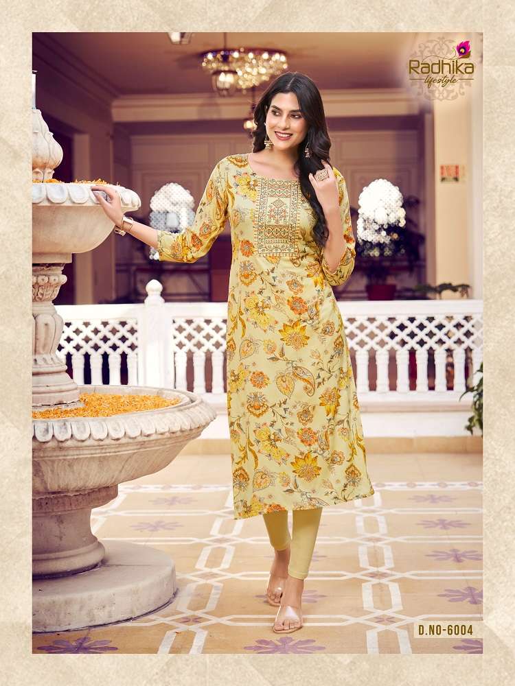 Radhika Pahel Vol-6 -Readymade Straight Kurtis -Wholesale Catalog