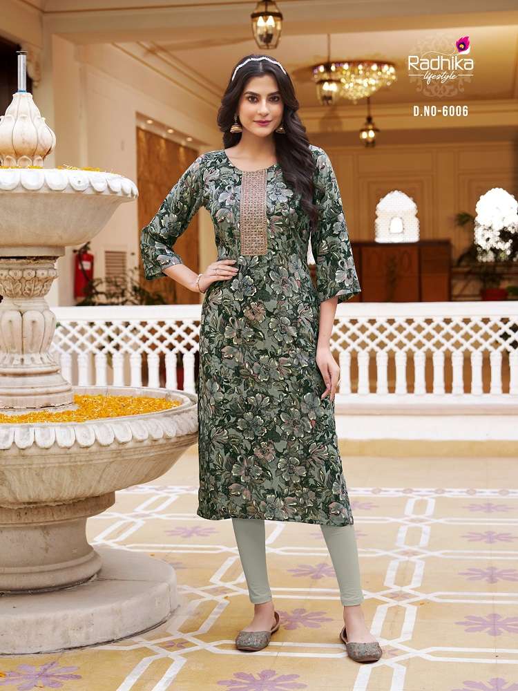 Radhika Pahel Vol-6 -Readymade Straight Kurtis -Wholesale Catalog