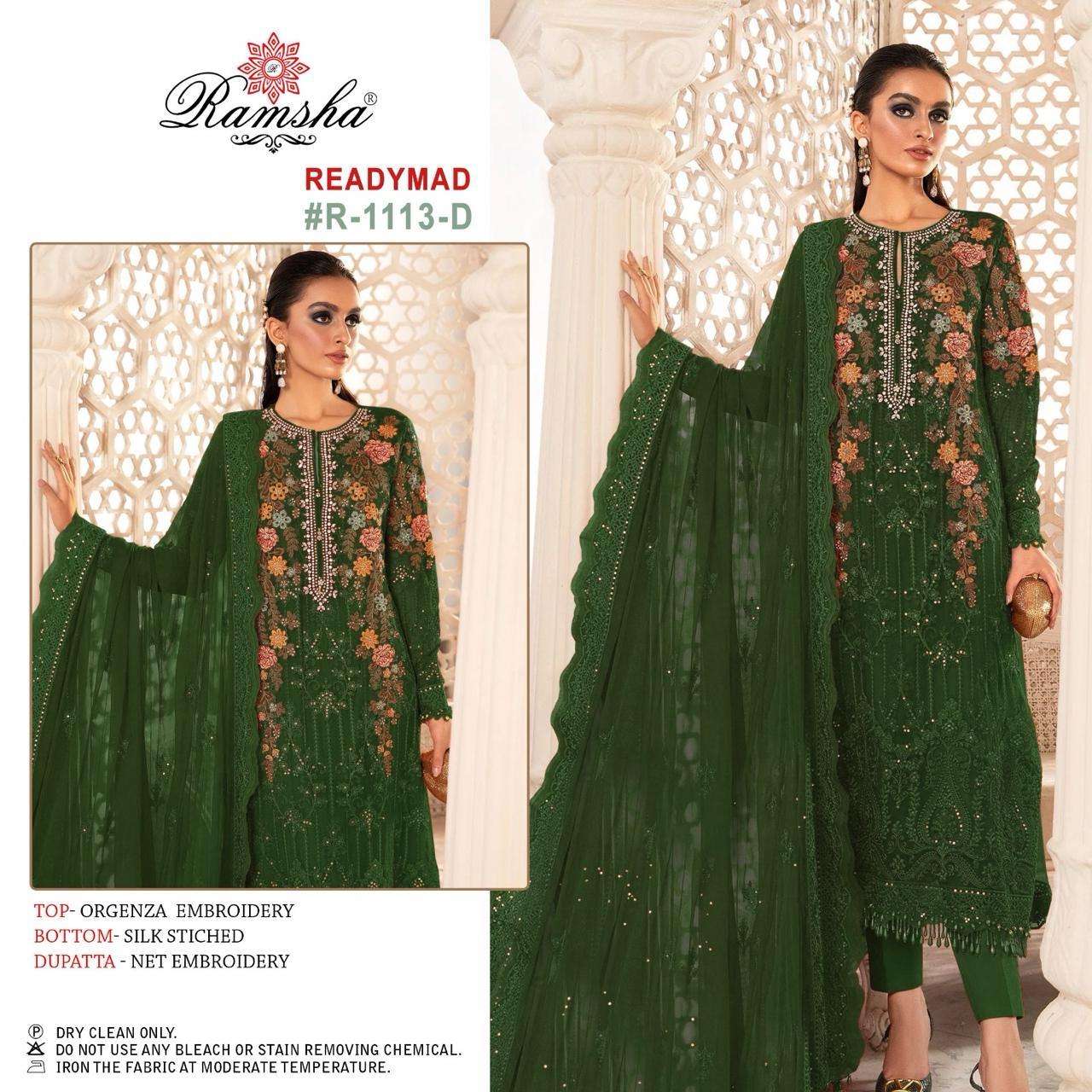 Ramsha R 1113 A To D Organza Pakistani Suits Wholesale catalog