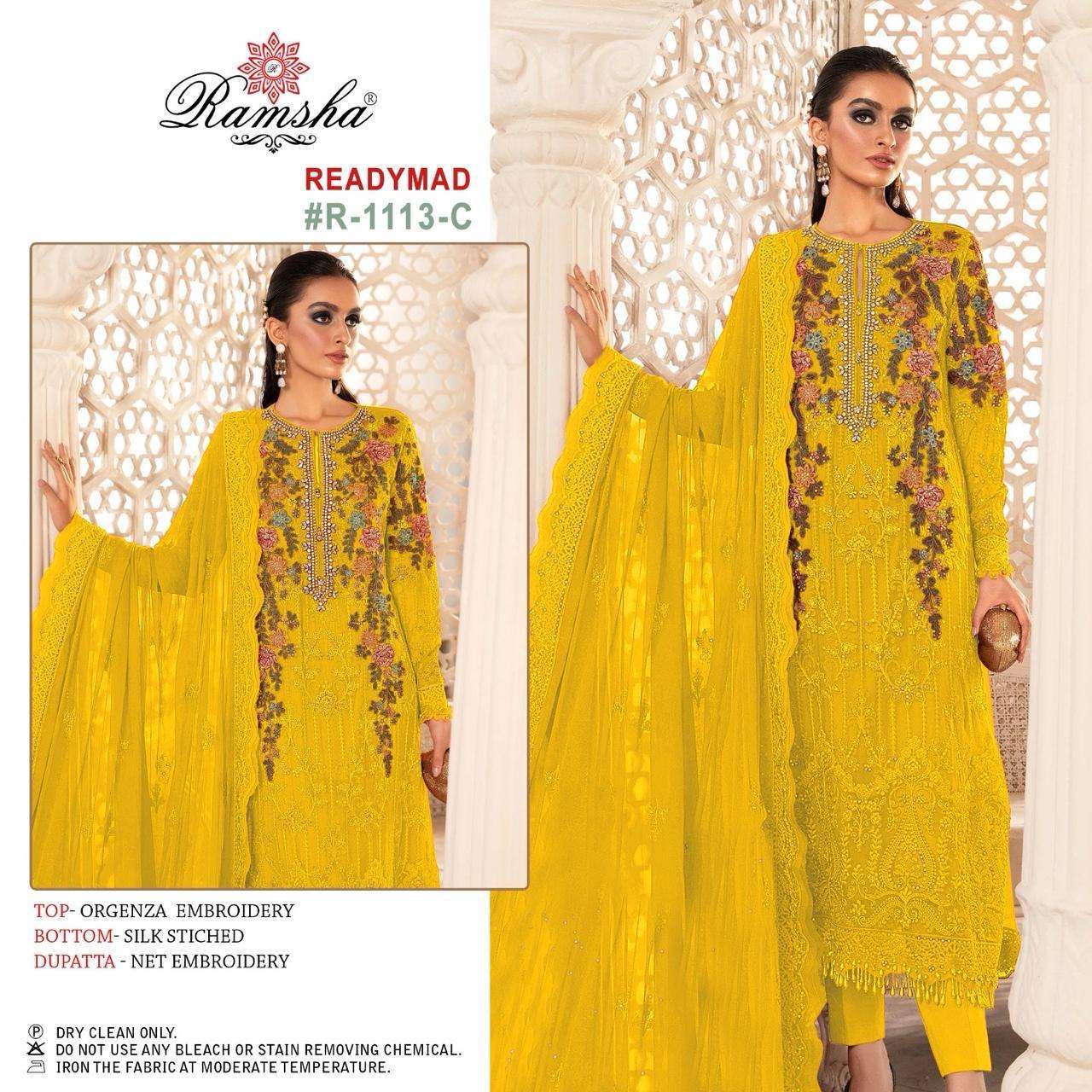 Ramsha R 1113 A To D Organza Pakistani Suits Wholesale catalog