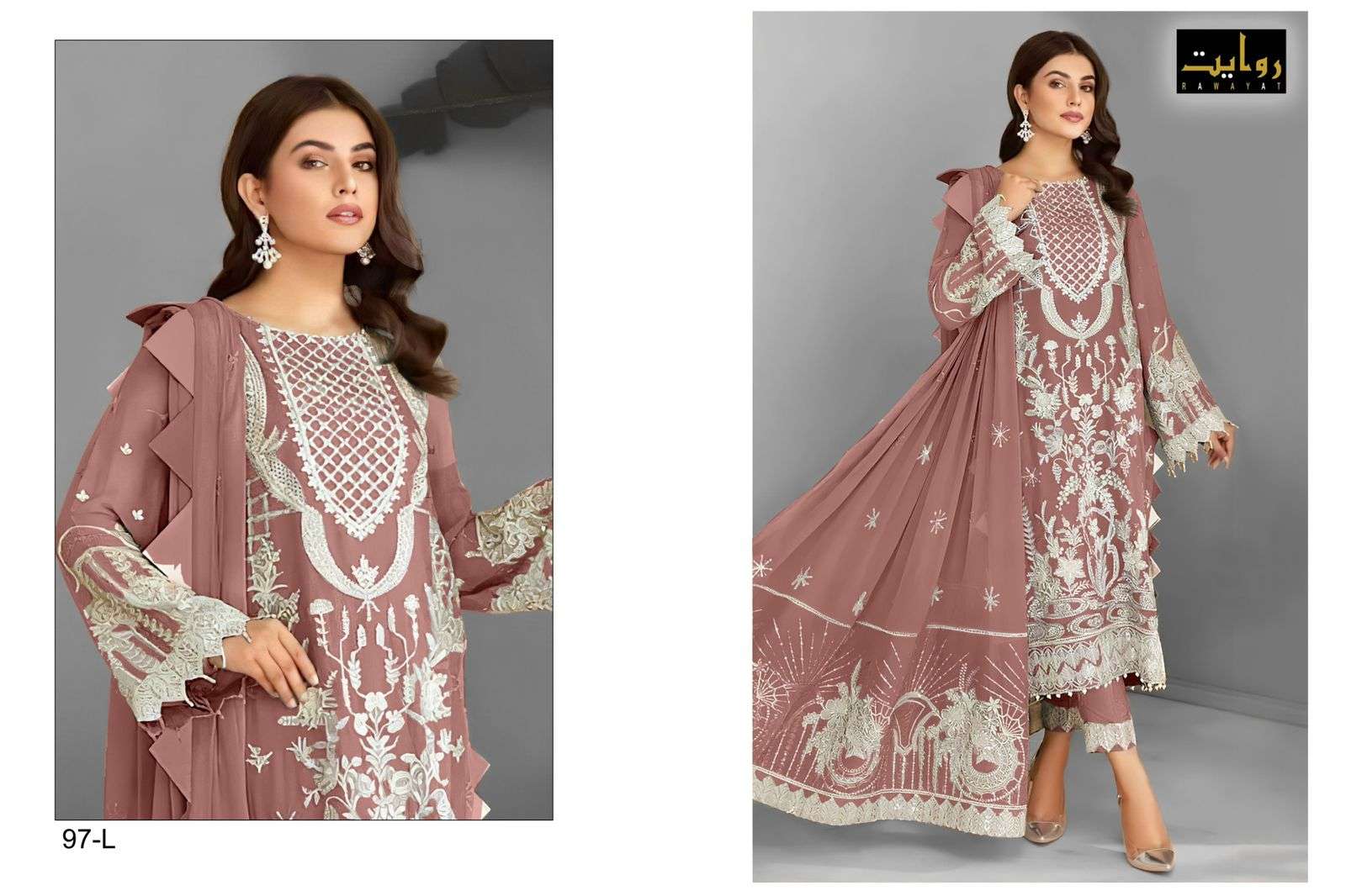Rawayat Mushq Colors Vol 10 Faux Georgette Pakistani Suits Wholesale catalog