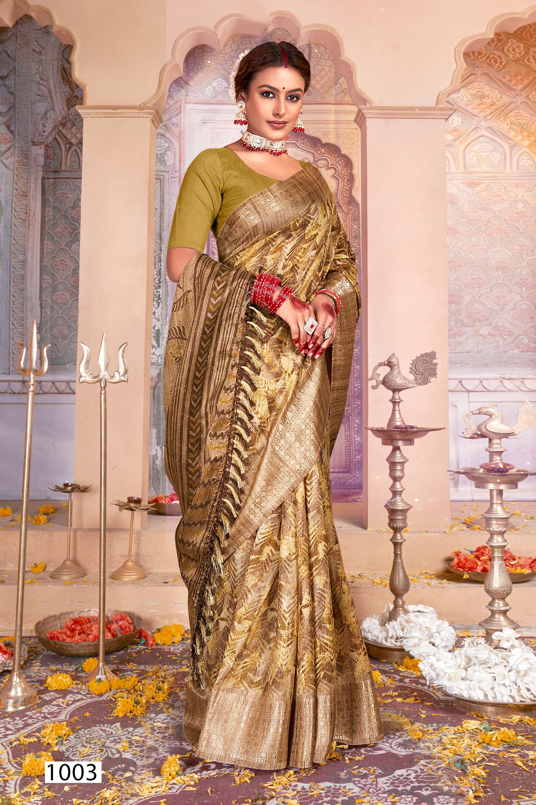 Saroj Golden Screen Vol - 12 Crystal jacquard border printed saree wholesale catalog
