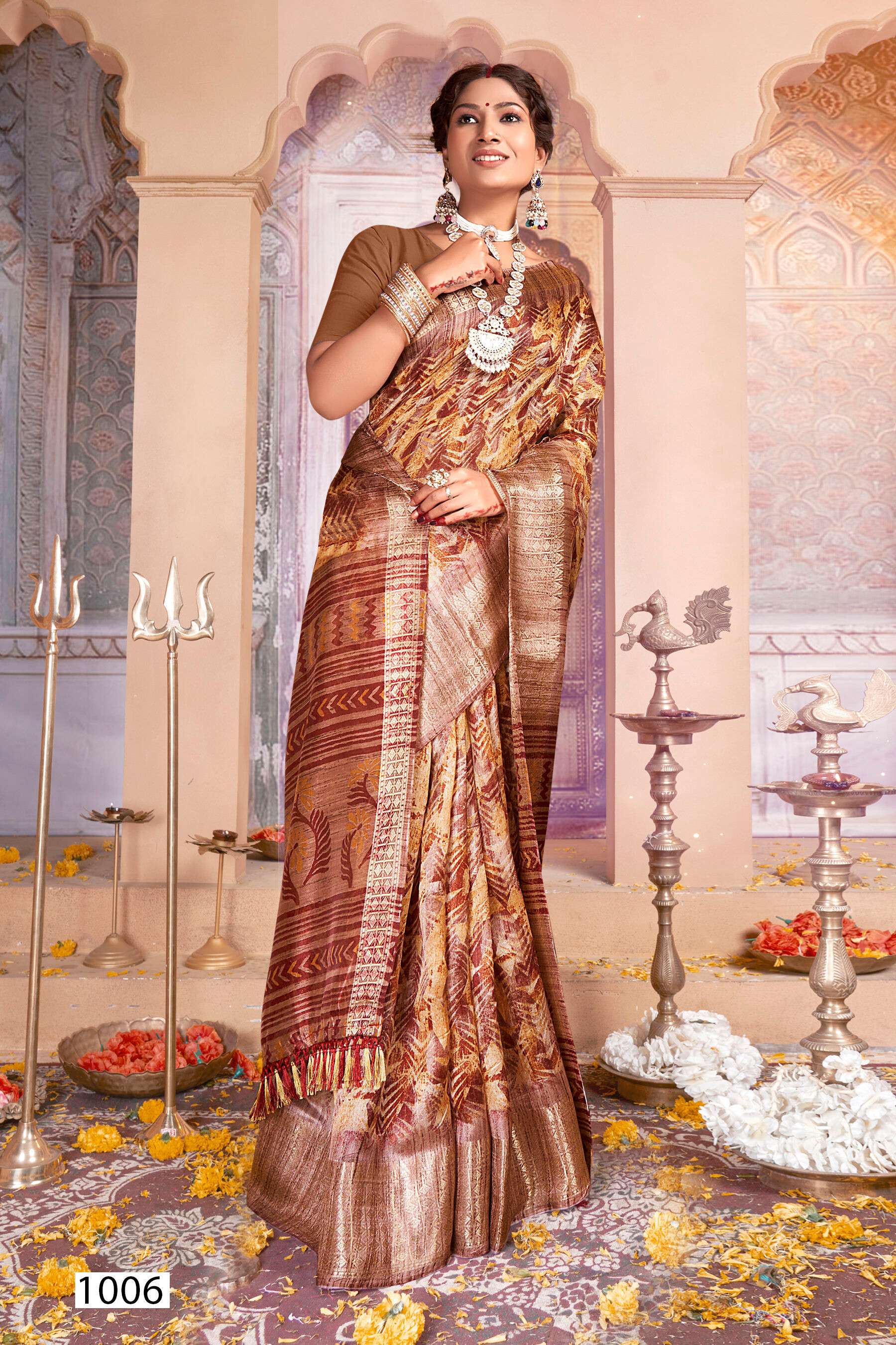Saroj Golden Screen Vol - 12 Crystal jacquard border printed saree wholesale catalog