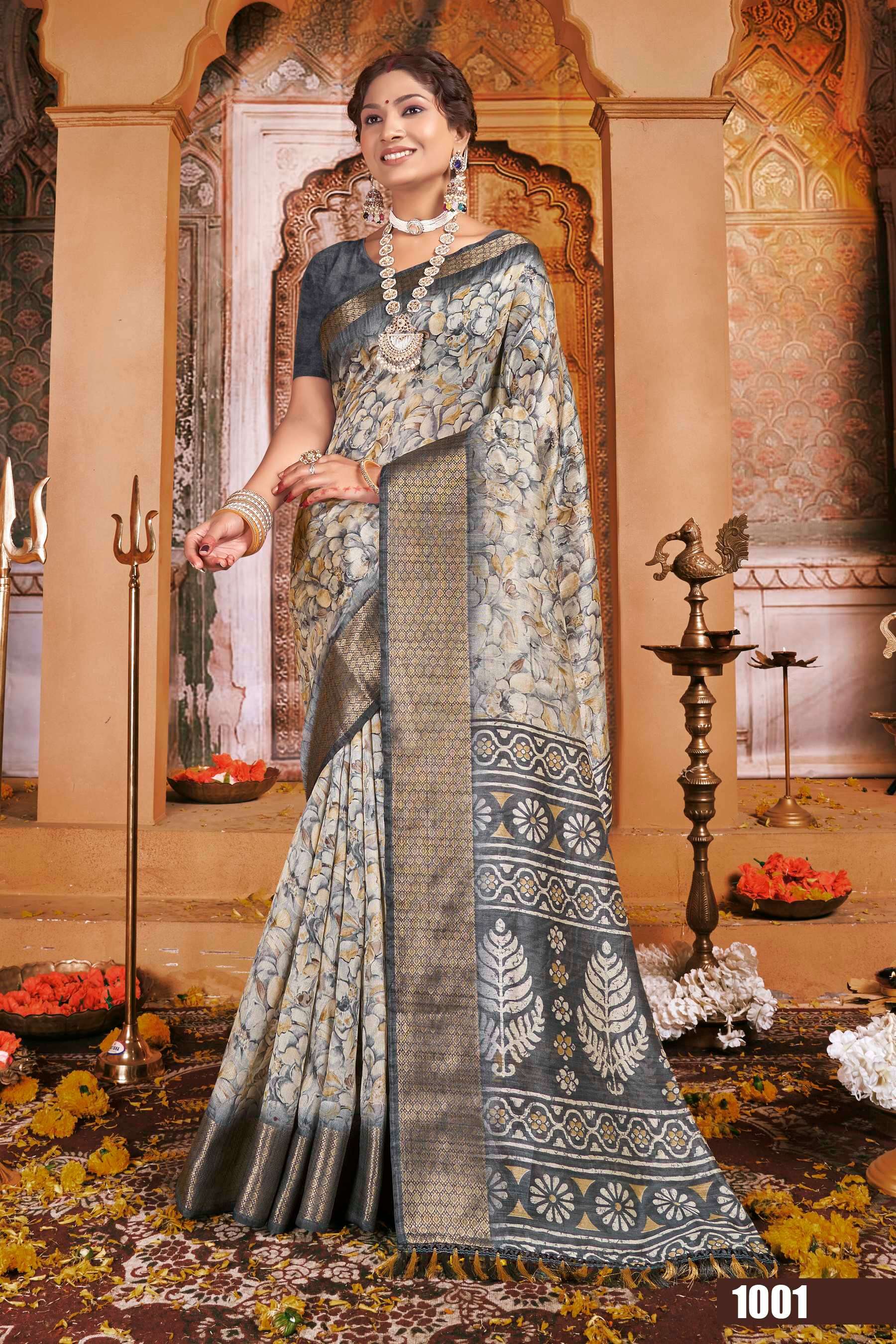 Saroj Golden Screen Vol - 13 Crystal jacquard border printed saree wholesale catalog