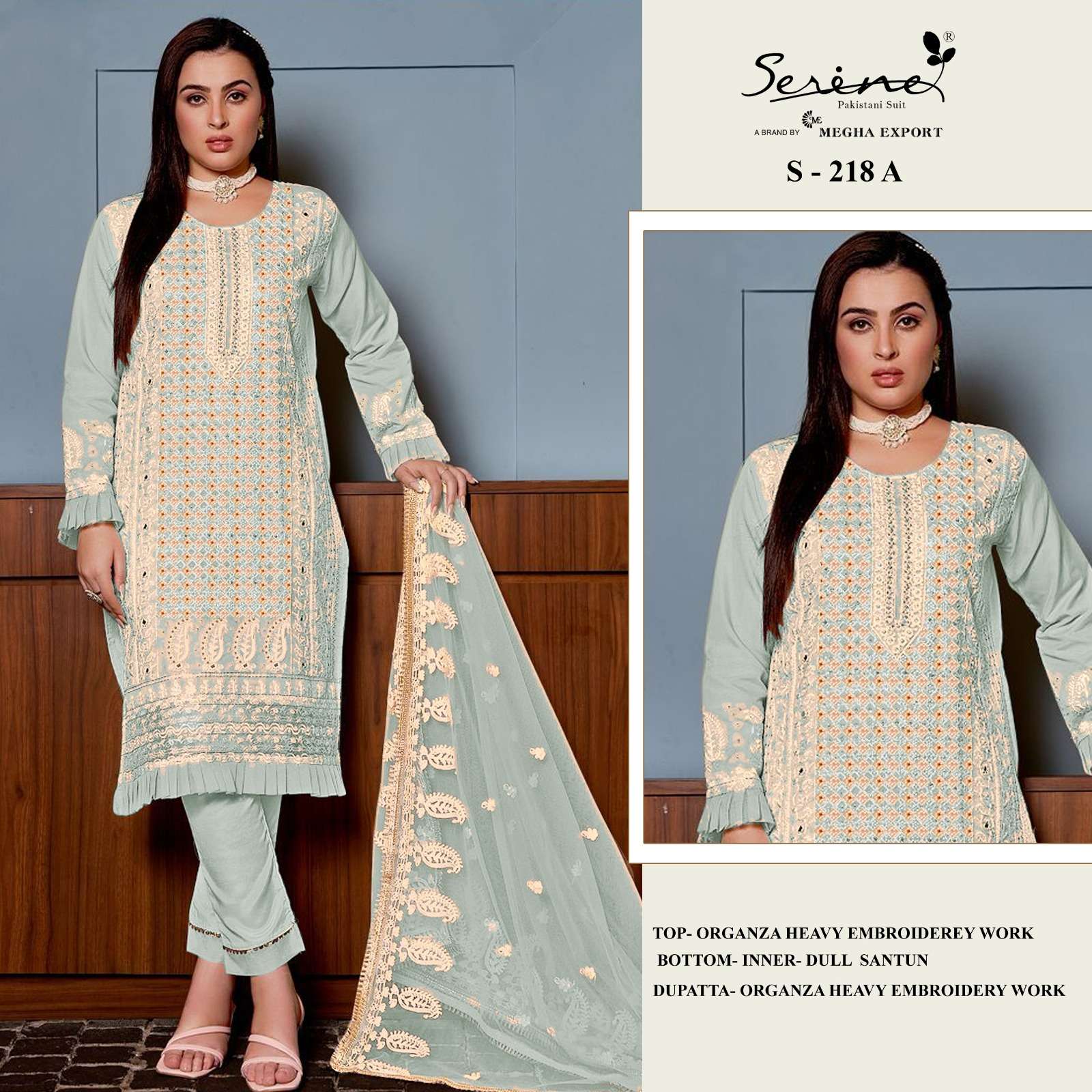 Serine S 218 A To D Organza Embroidered Pakistani Suits Wholesale catalog