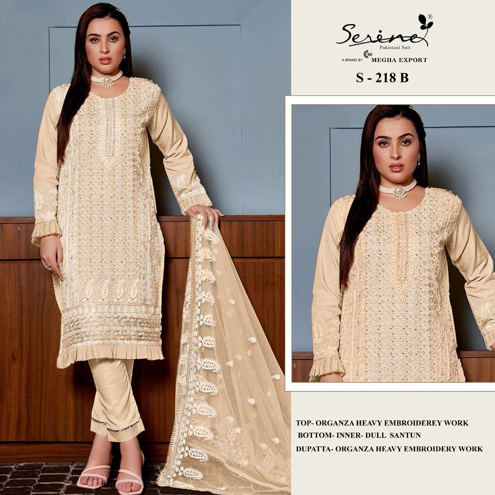Serine S 218 A To D Organza Embroidered Pakistani Suits Wholesale catalog