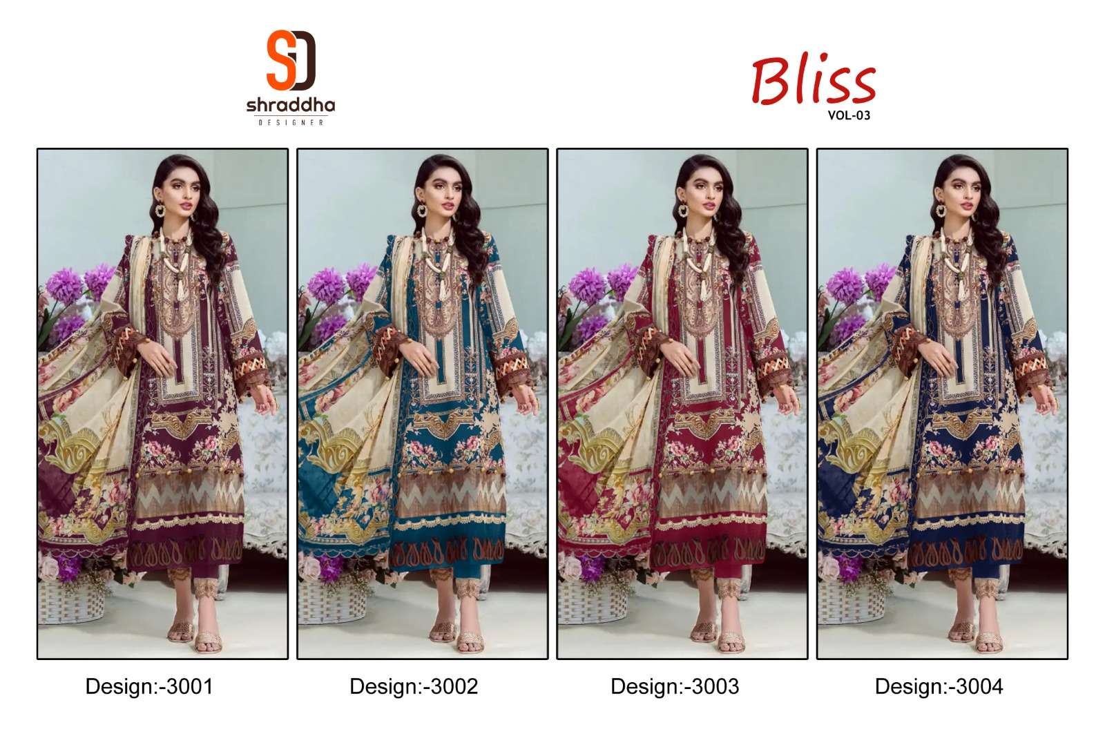 Sharaddha Bliss Vol 3 Chiffon Dupatta Pakistani Suits Wholesale catalog