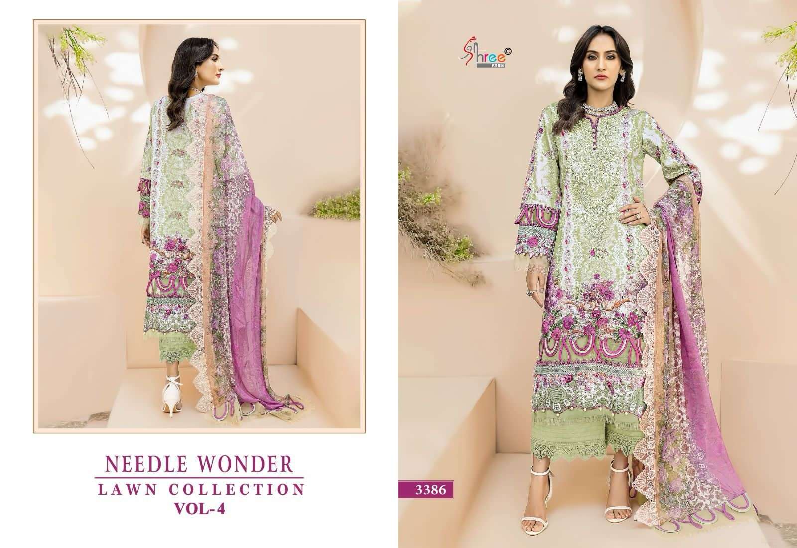 Shree Needle Wonder Vol 4 Chiffon Dupatta Salwar Suits Wholesale catalog