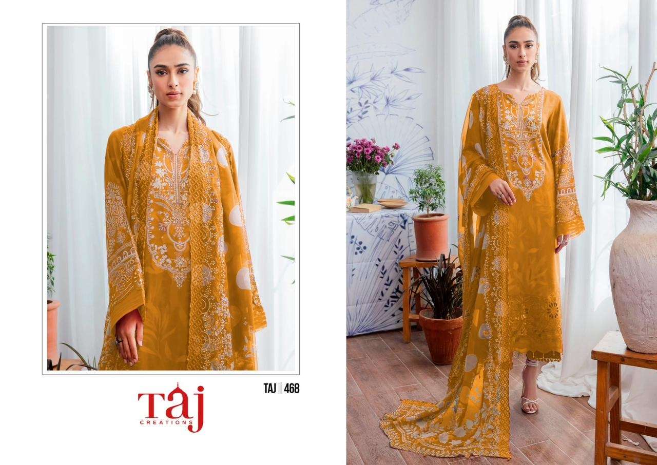 Taj 467 And 468 Cotton Dupatta Salwar Suits Wholesale catalog