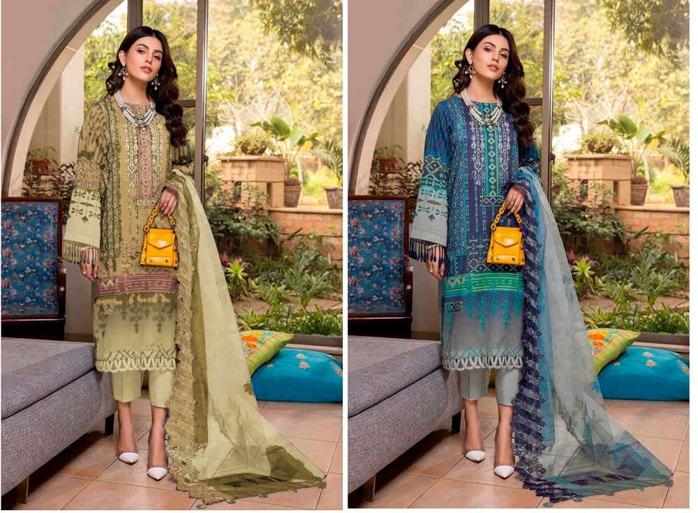 Taj 480 And 481 Chiffon Dupatta Pakistani Suits Wholesale catalog