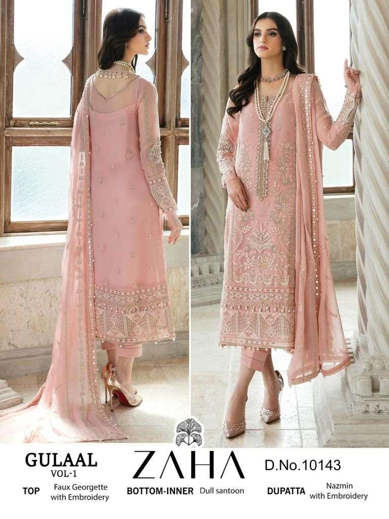Zaha Gulaal 10143 Faux Georgette Pakistani Suits Wholesale catalog