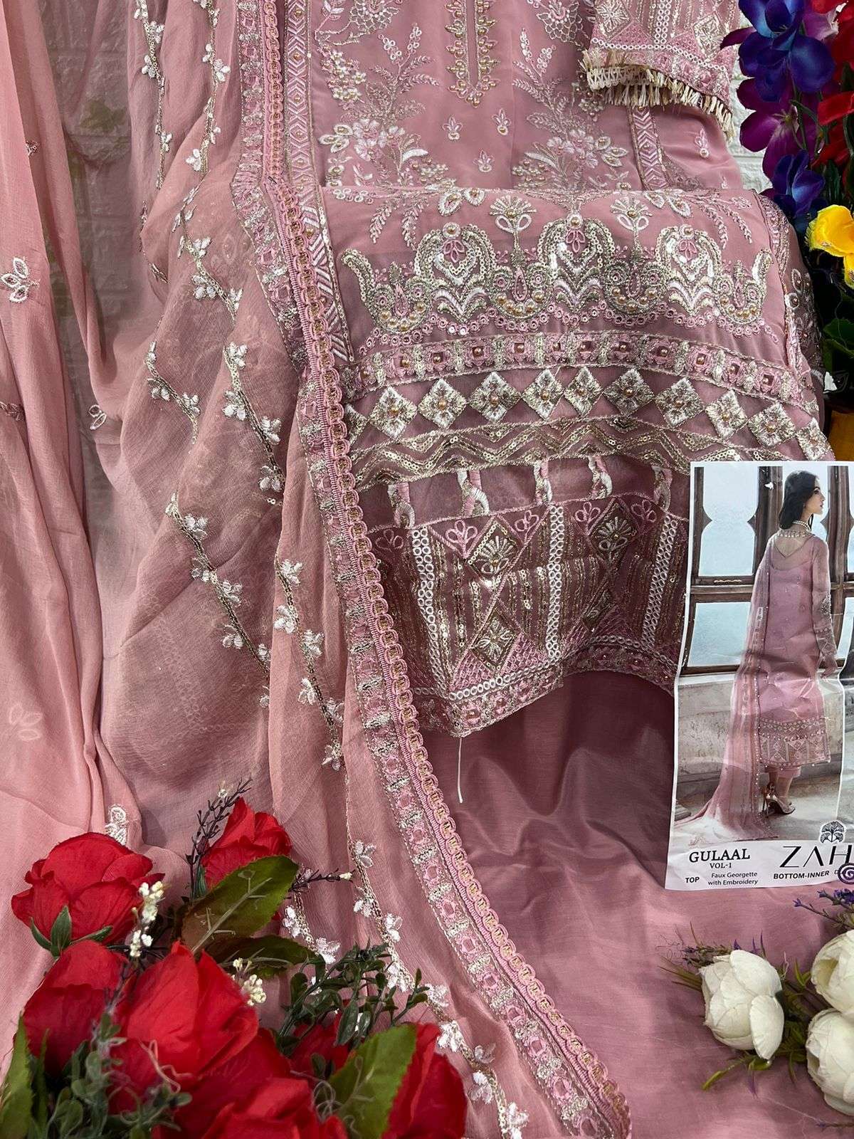 Zaha Gulaal 10143 Faux Georgette Pakistani Suits Wholesale catalog