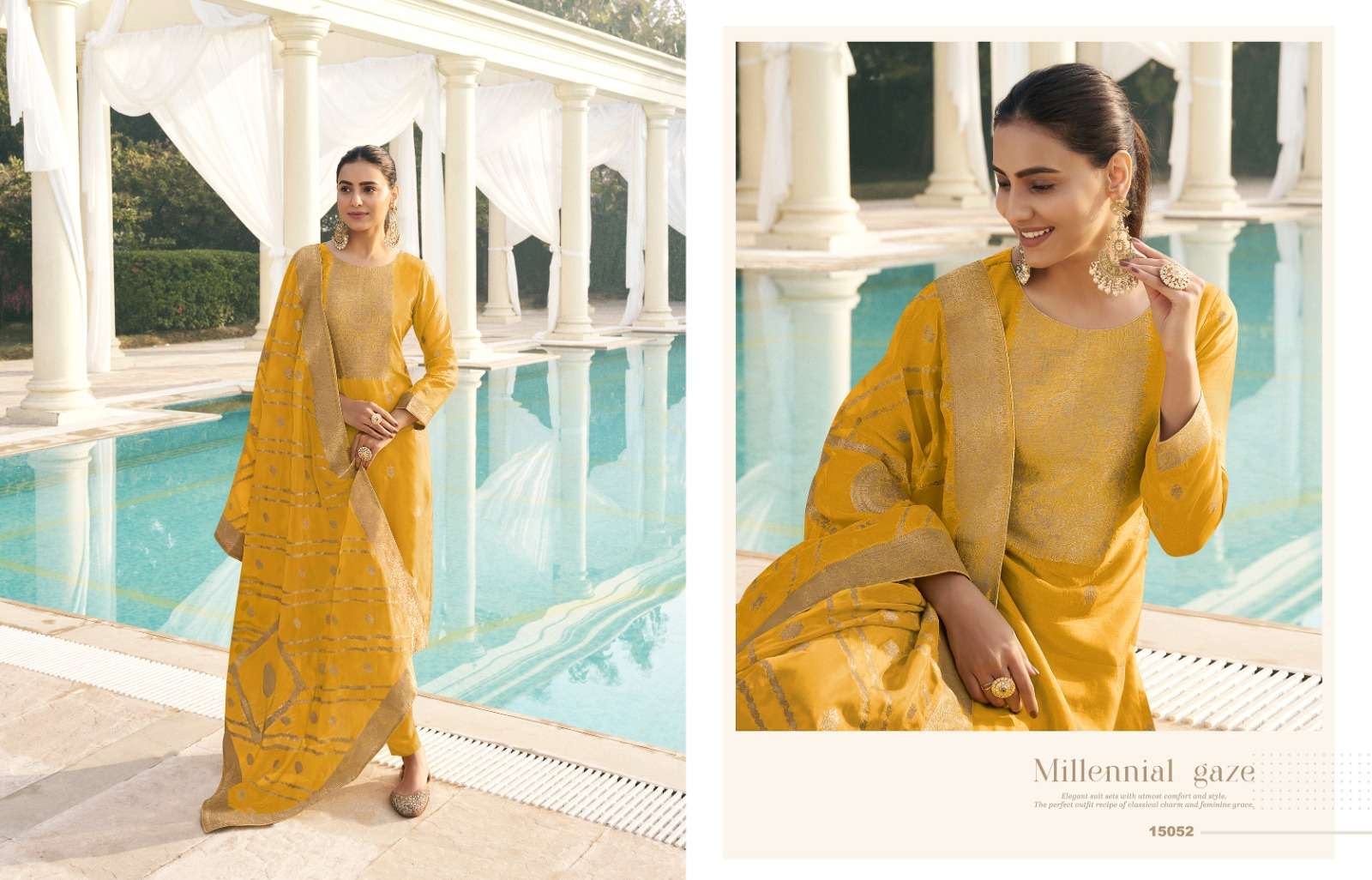 Zisa Olive 2 Silk Weaving Jacquard Designer Salwar Suits Wholesale catalog