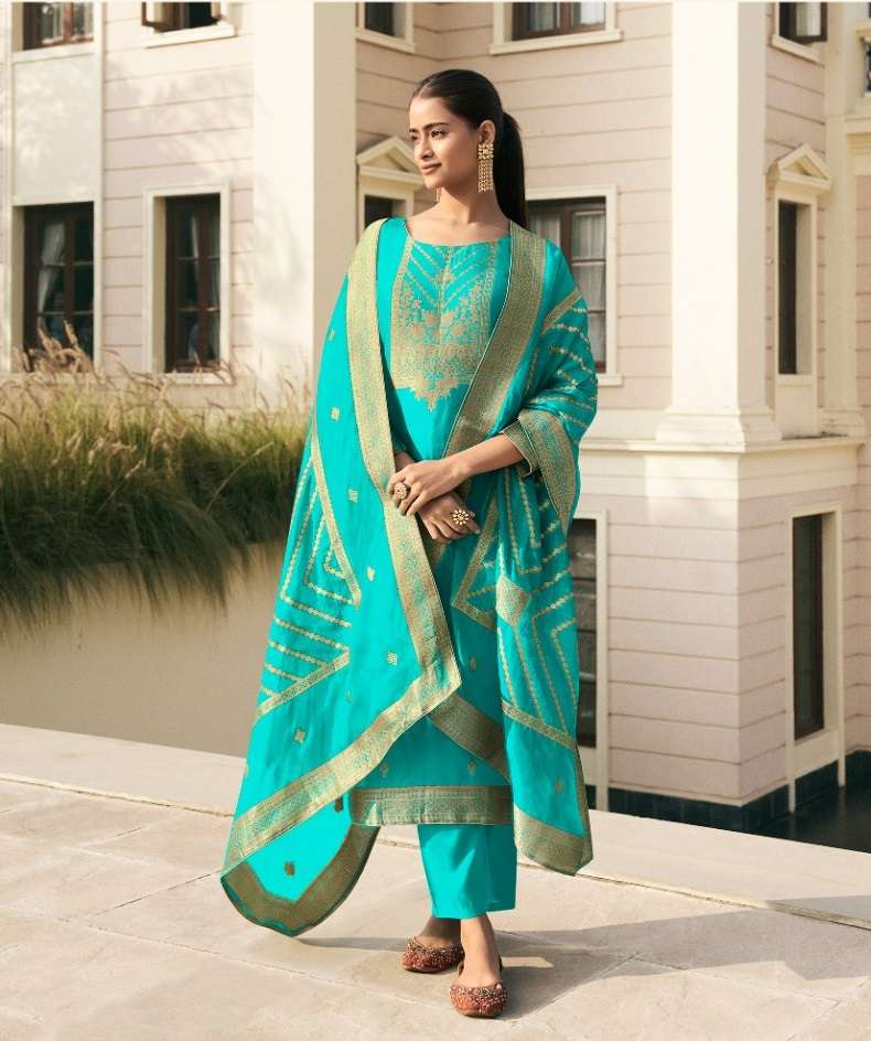 Zisa Olive 2 Silk Weaving Jacquard Designer Salwar Suits Wholesale catalog