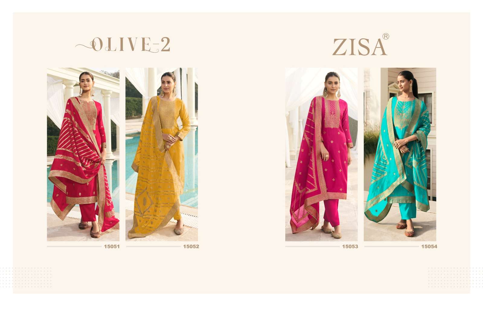 Zisa Olive 2 Silk Weaving Jacquard Designer Salwar Suits Wholesale catalog