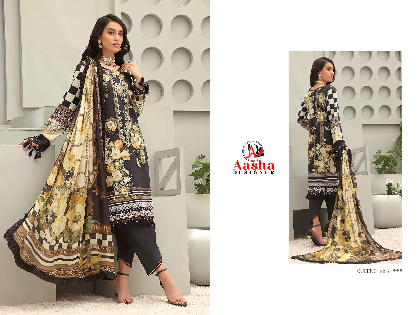 Aasha 1005 Chiffon Dupatta Salwar Kameez Wholesale catalog