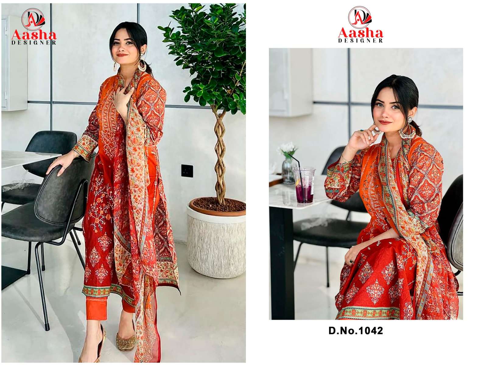 Aasha 1042 Chiffon Dupatta Pakistani Suits Wholesale catalog