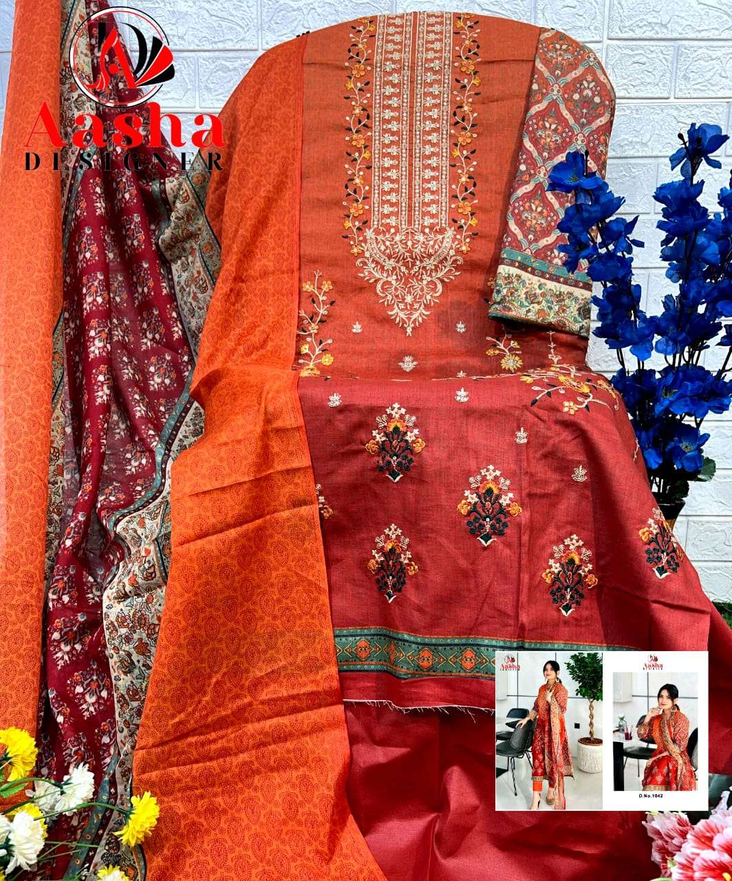 Aasha 1042 Chiffon Dupatta Pakistani Suits Wholesale catalog