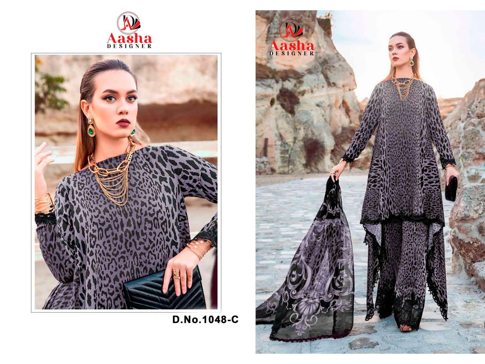 Aasha 1048 A To C Chiffon Dupatta Salwar Suits Wholesale catalog