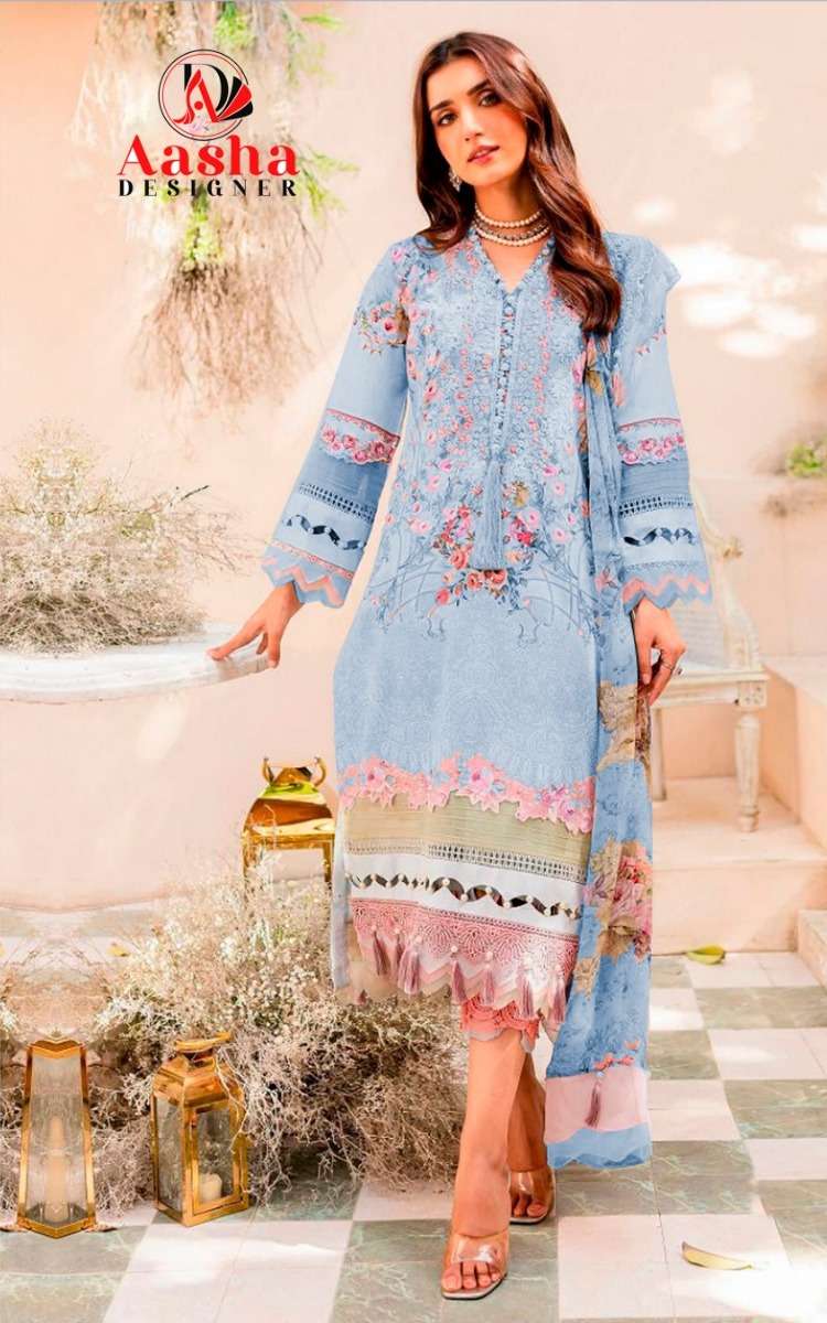 Aasha Needle Wonder Vol 4 Chiffon Dupatta Pakistani Suits Wholesale catalog