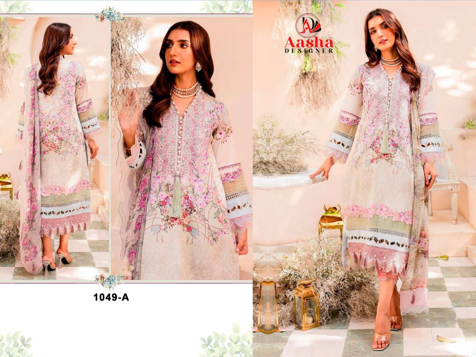 Aasha Needle Wonder Vol 4 Chiffon Dupatta Pakistani Suits Wholesale catalog