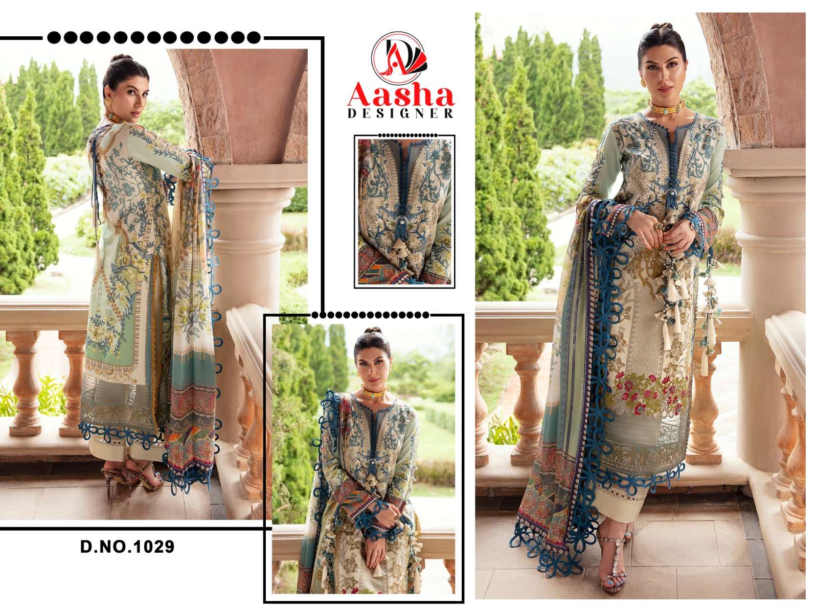 Aasha Queen Court Vol 3 Cotton Dupatta Pakistani Suit Wholesale catalog