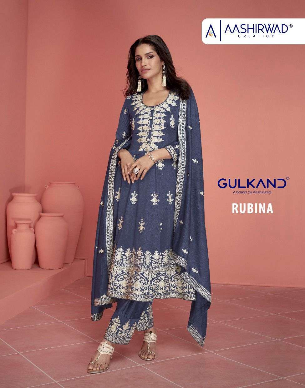 Aashirwad Gulkand Rubina Premium Silk Salwar Kameez Wholesale catalog
