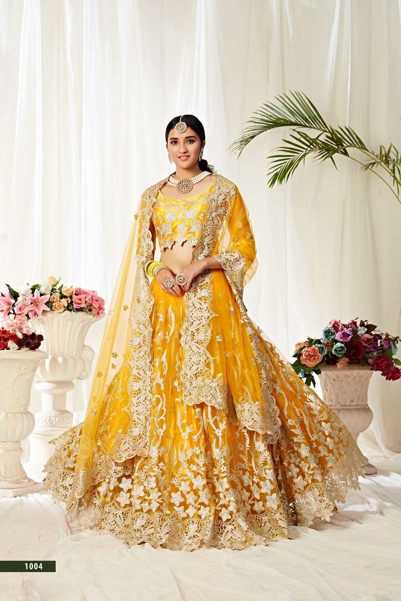 AGNILEKHA – 1004 YELLOW DESIGNER PARTY WEAR LOOK HEAVY LEHENGA CHOLI Wholesale catalog