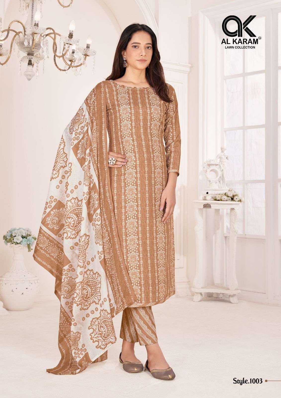 Al Karam Tamanna Signature Print Cotton Dress Material Wholesale catalog