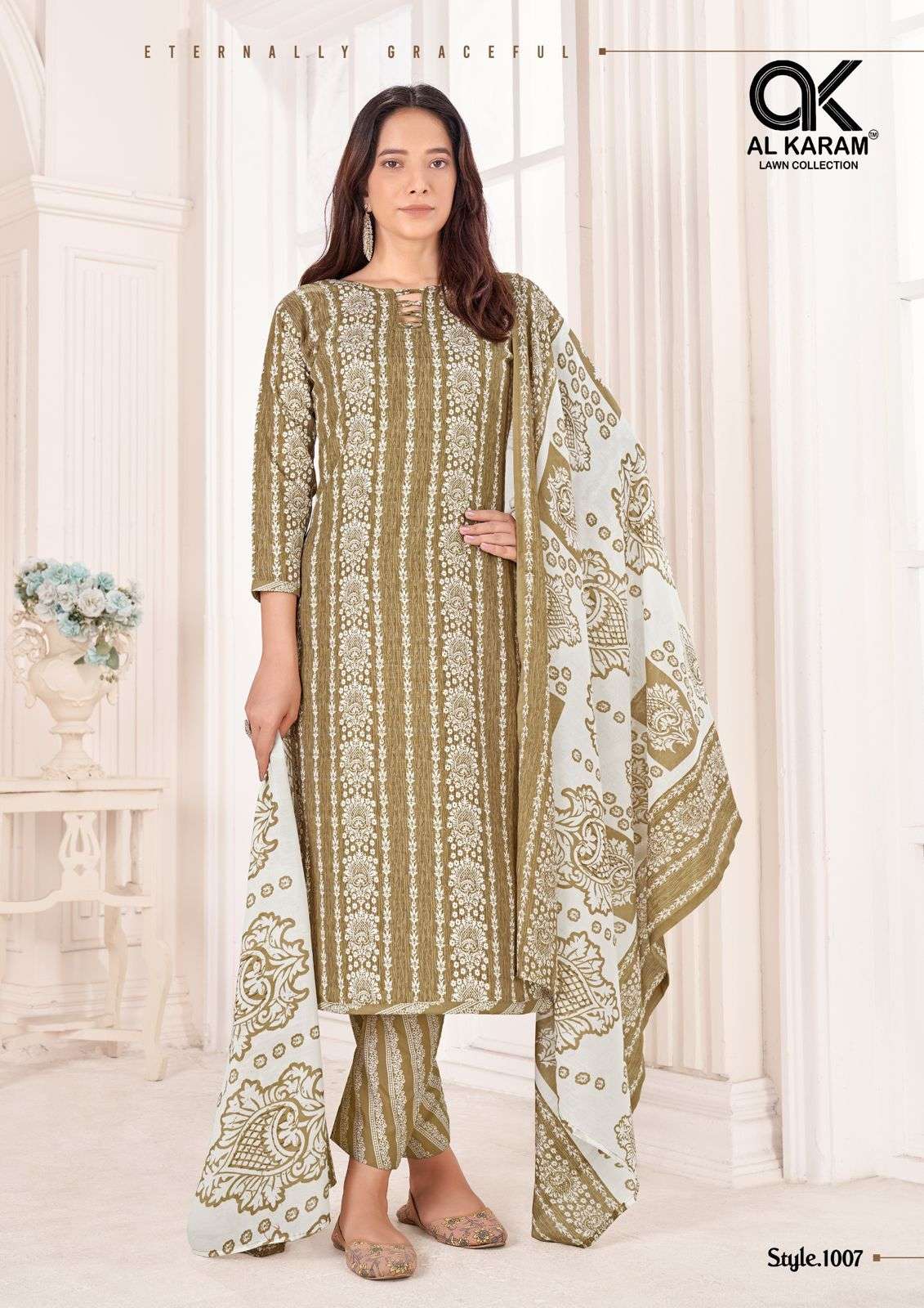 Al Karam Tamanna Signature Print Cotton Dress Material Wholesale catalog