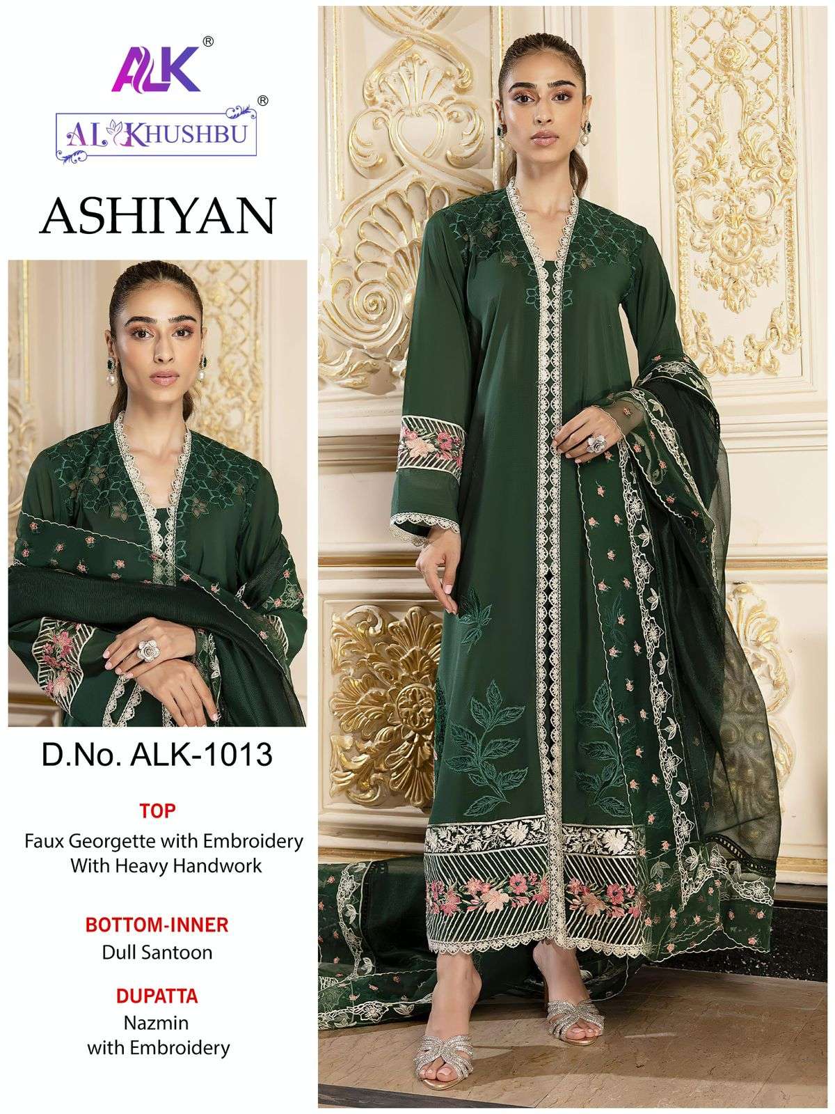 Alk Khushbu Ashiyan 1013 Embroidery Salwar Kameez Wholesale catalog