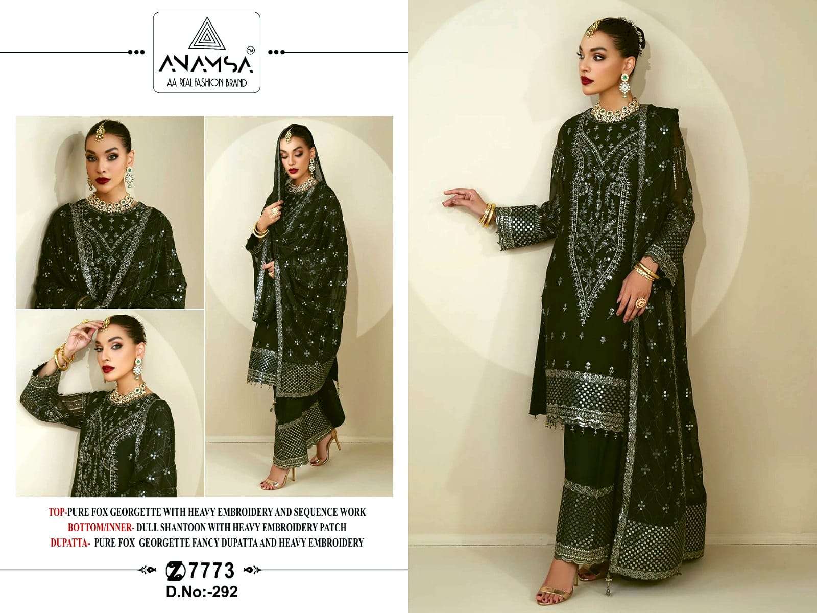 Anamsa 292 Designer Georgette Salwar Kameez Wholesale catalog