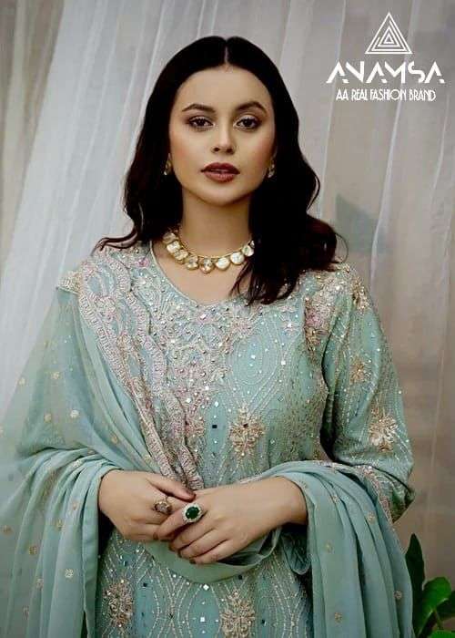 Anamsa 296 Sequense Embroidered Georgette Pakistani Suit Wholesale catalog