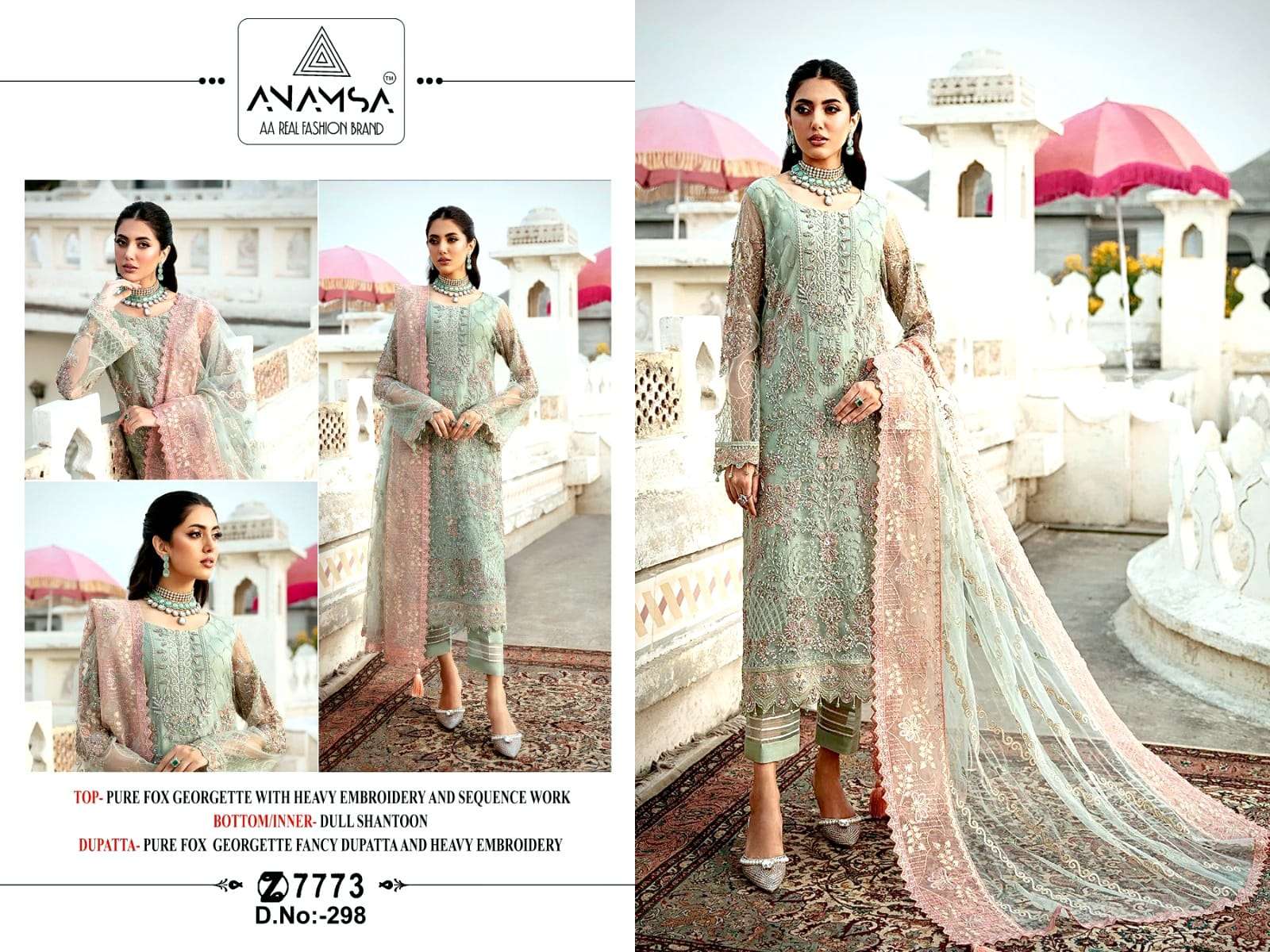 Anamsa 298 Georgette Pakistani Suits Wholesale catalog