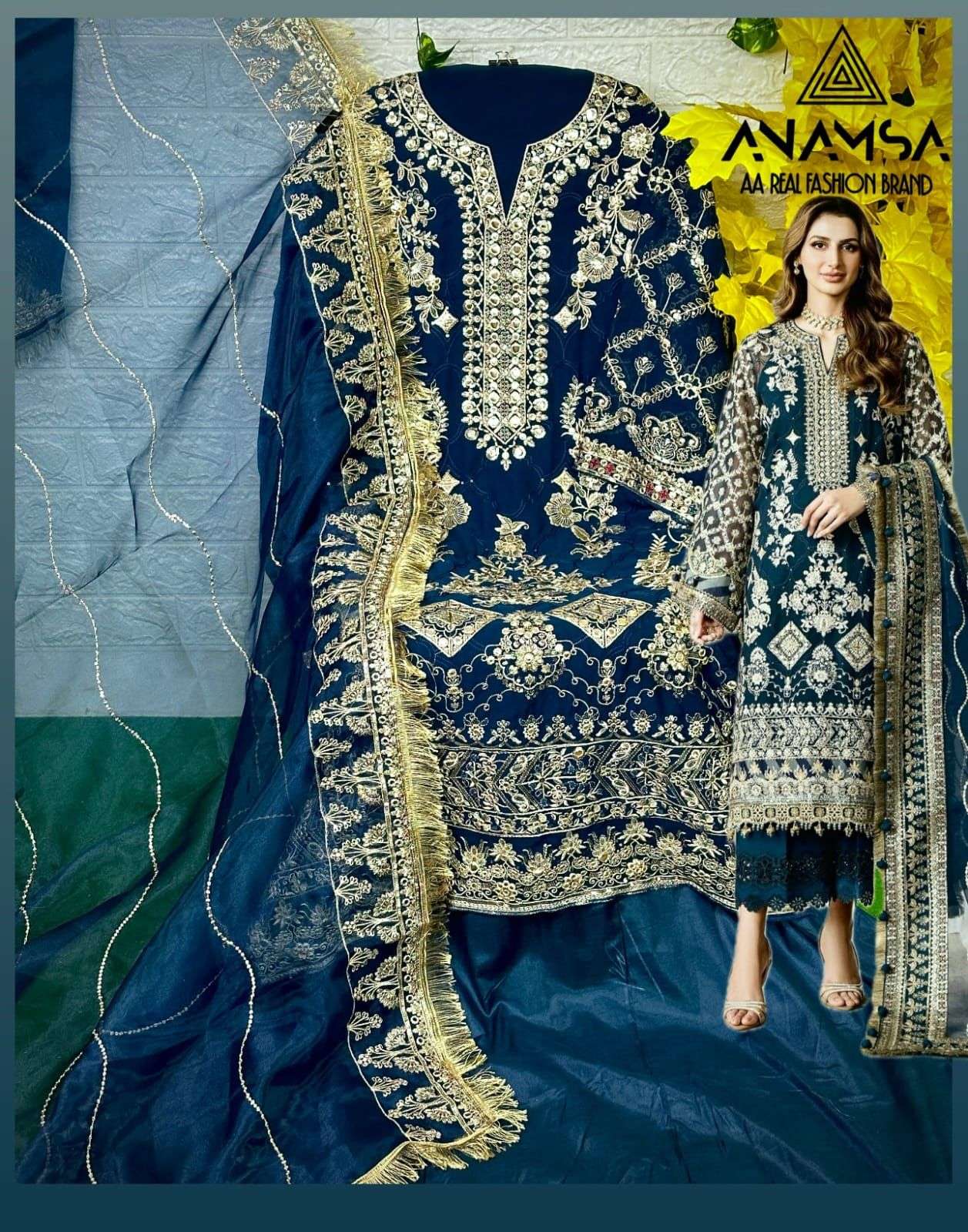 Anamsa 401 Embroidery Pakistani Suits Wholesale catalog