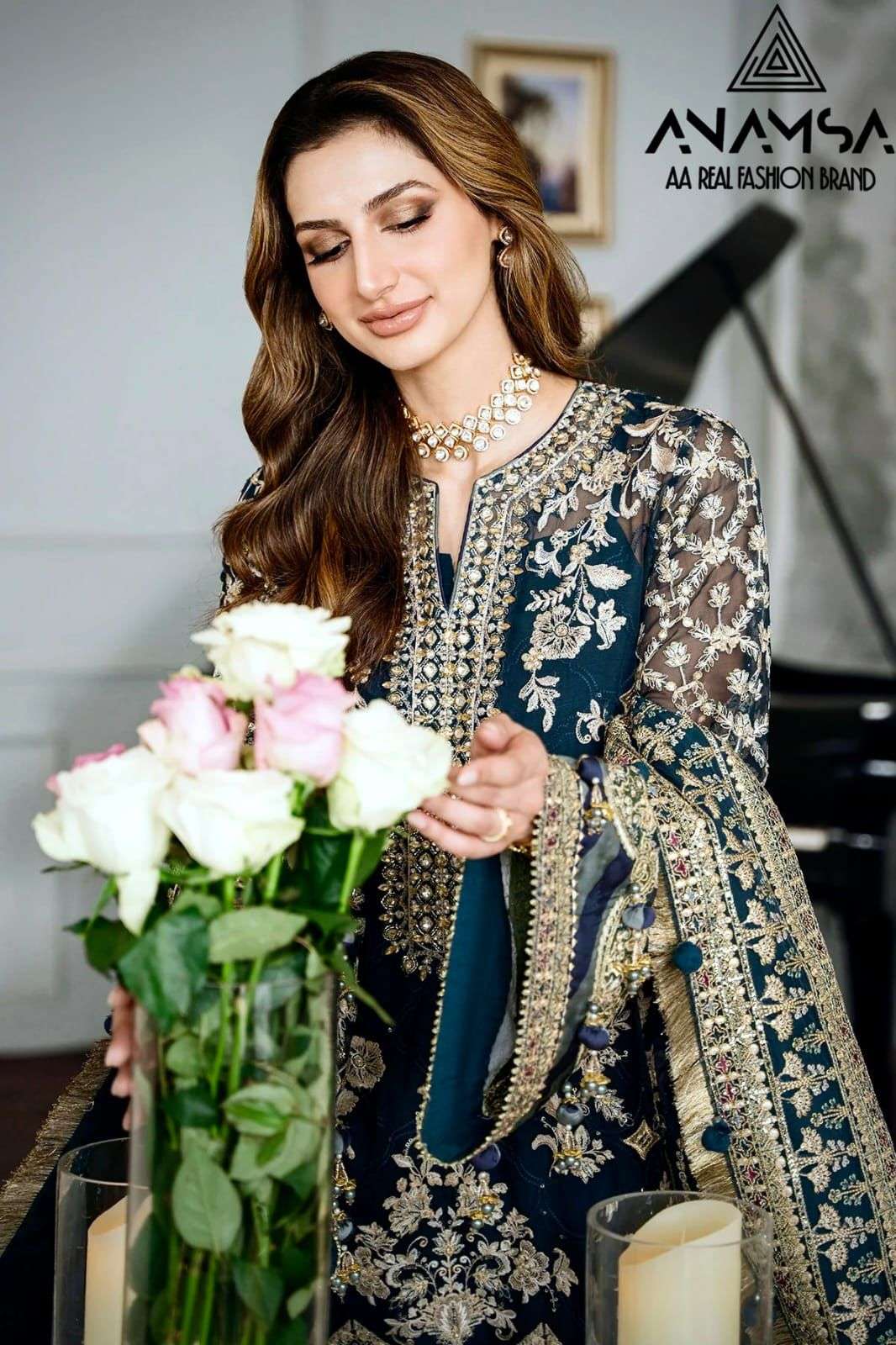 Anamsa 401 Embroidery Pakistani Suits Wholesale catalog