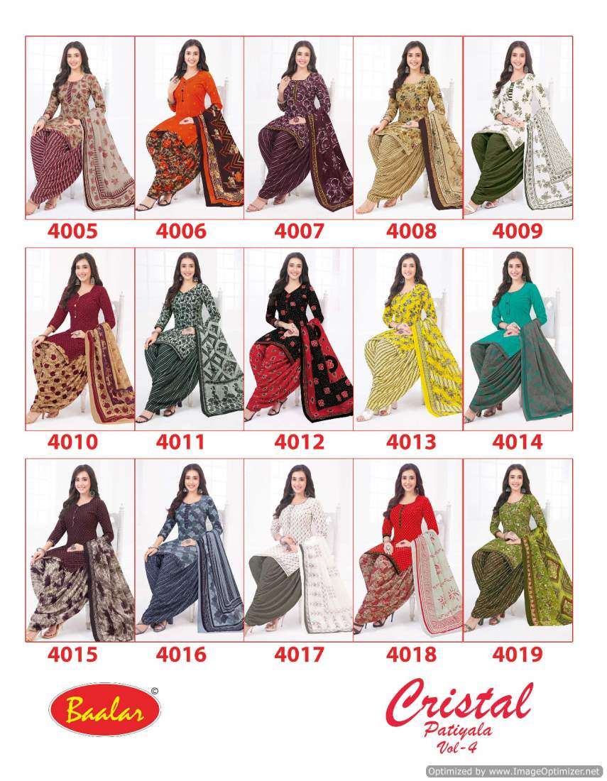 Baalar Crystal Patiyala Vol-4 – Dress Material -Wholesale Catalog