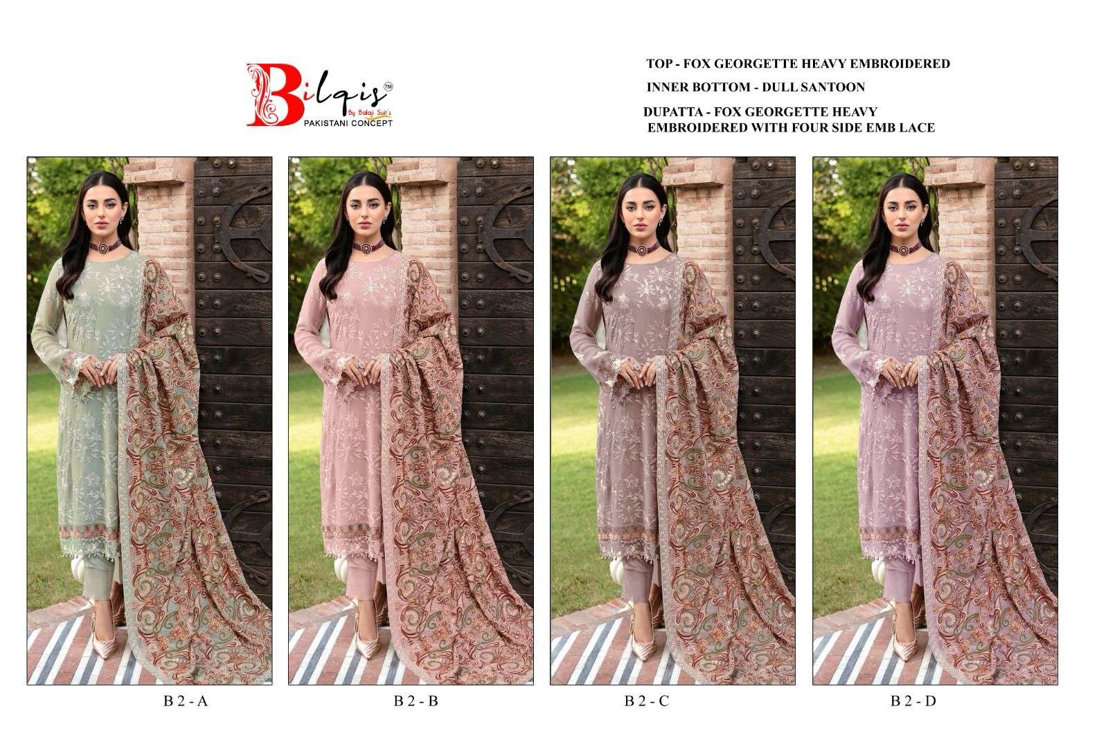 Bilqis B 02 A To D Georgtte Salwar Kameez Wholesale catalog