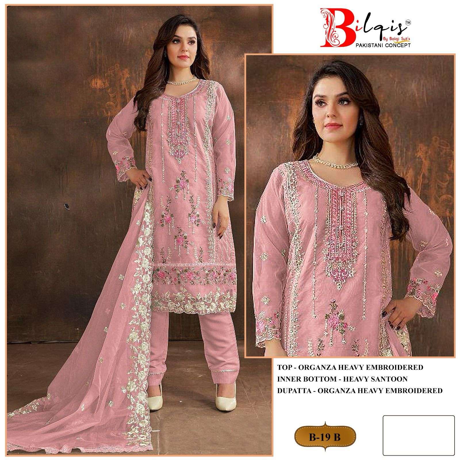 Bilqis B 19 A To D Organza Pakistani Suits Wholesale catalog