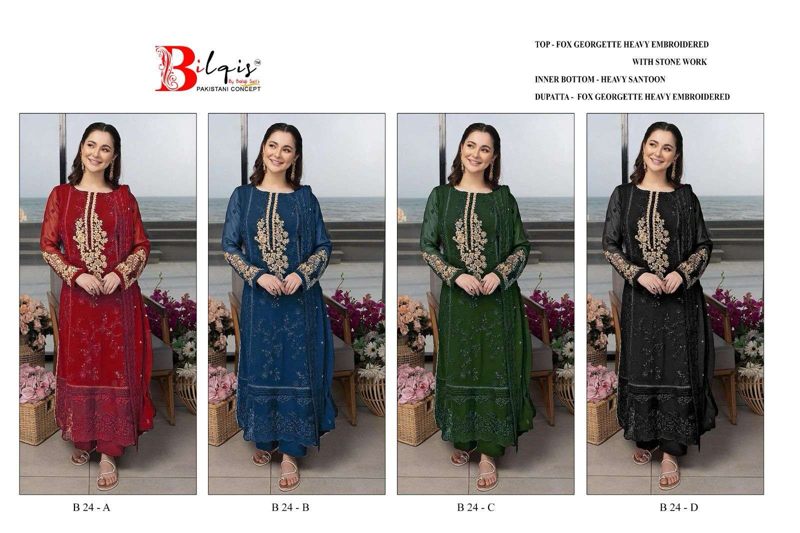 Bilqis B 24 A To D Georgette Salwar Kameez Wholesale catalog